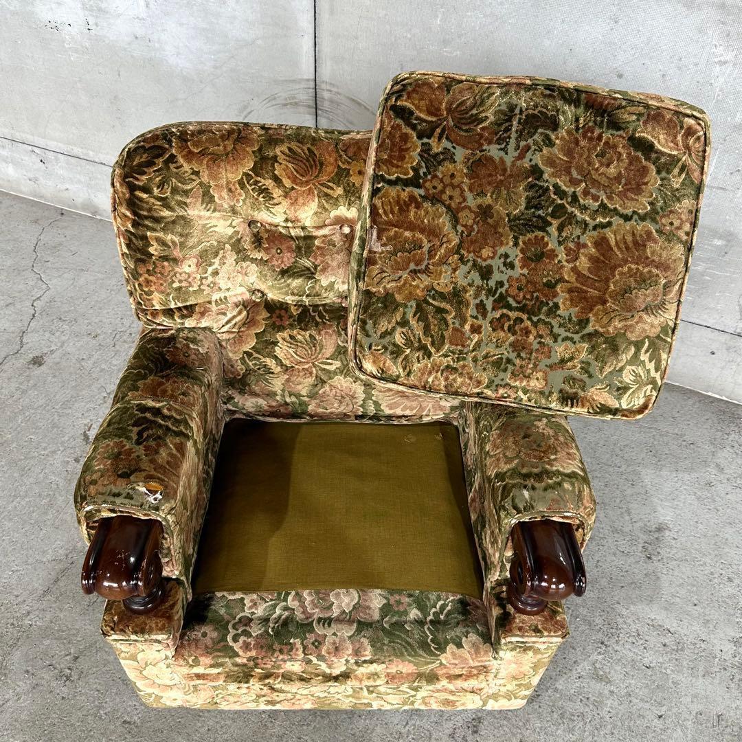 ✿70s✿ karimoku 昭和レトロ　応接ソファー　ベロア　金華山　その①