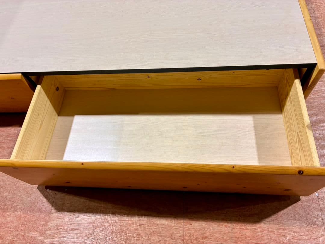 【現地引取OK】ウッド シングルベッドフレーム (ヘッドライト・引き出し付き)