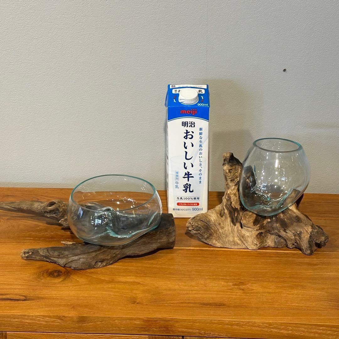 バリ島流木ガラス　w32×d17×h10cm 水槽　アクアリウムメダカ水槽809