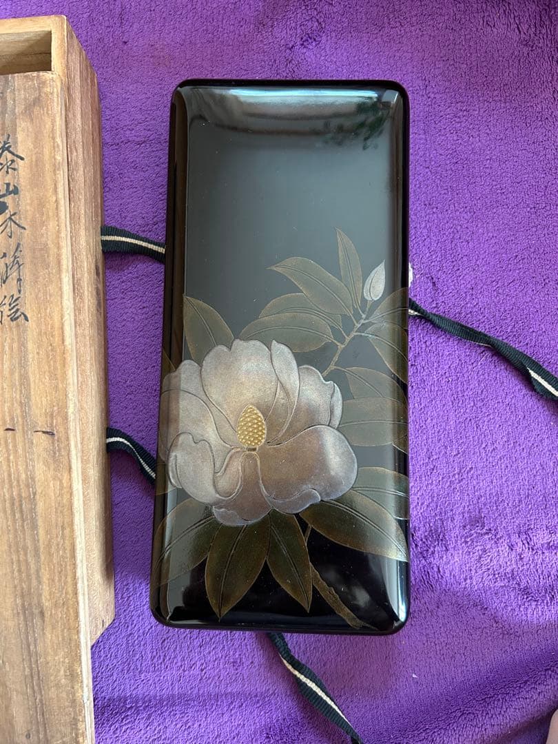 泰三木蒔絵 漆塗り 硯箱 硯 墨 水差し セット 書道具