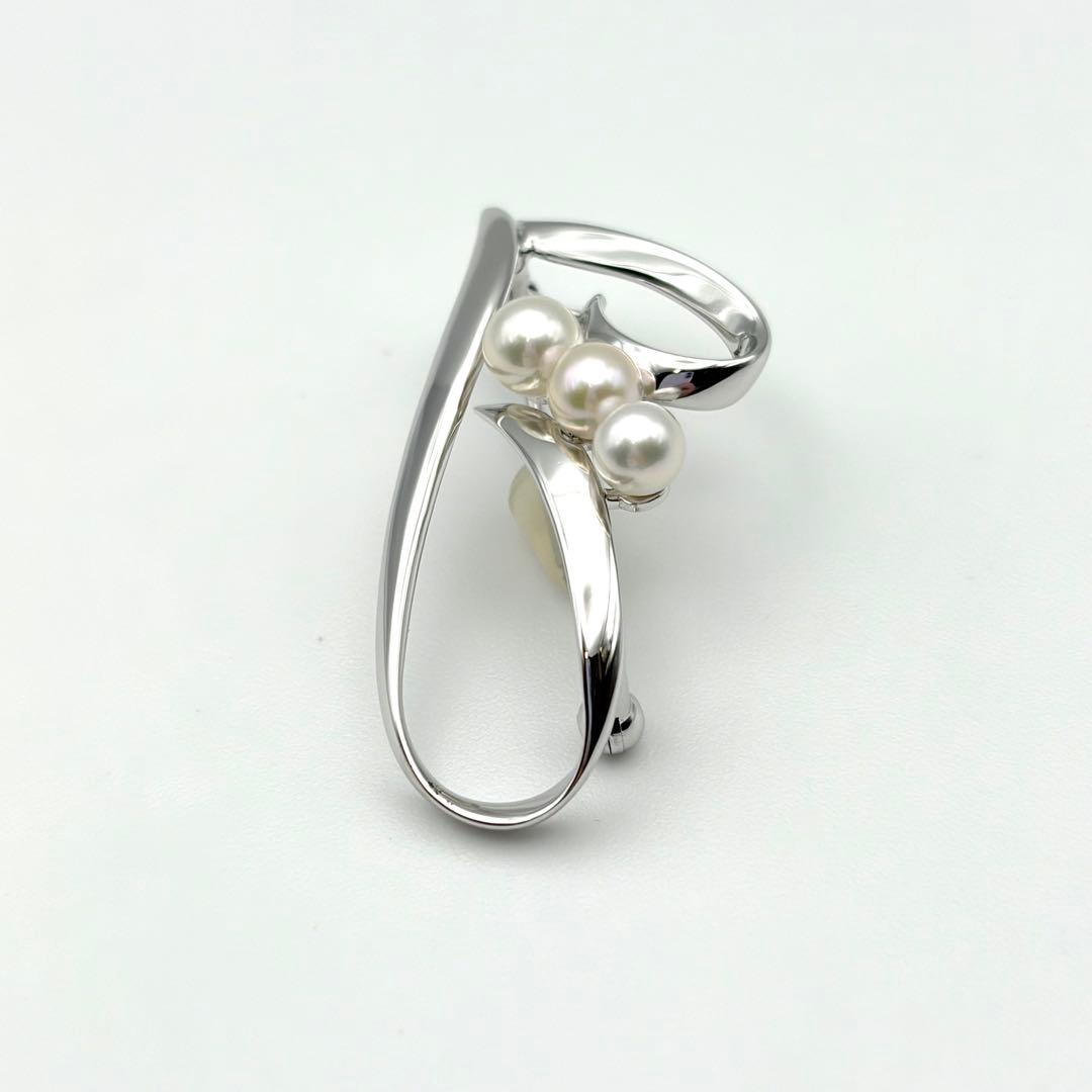 【にゃんこ】 2点セットミキモト シルバー 3珠 ブローチ、ネックレス