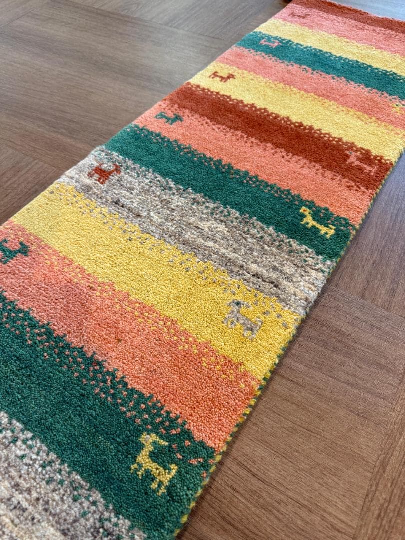 122x40cm ペルシャギャッベ ランナー (ギャベ) ペルシャ絨毯 ギャッベ