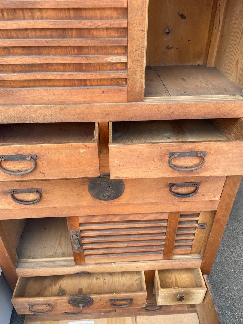 昭和レトロ木製スラット扉タンス