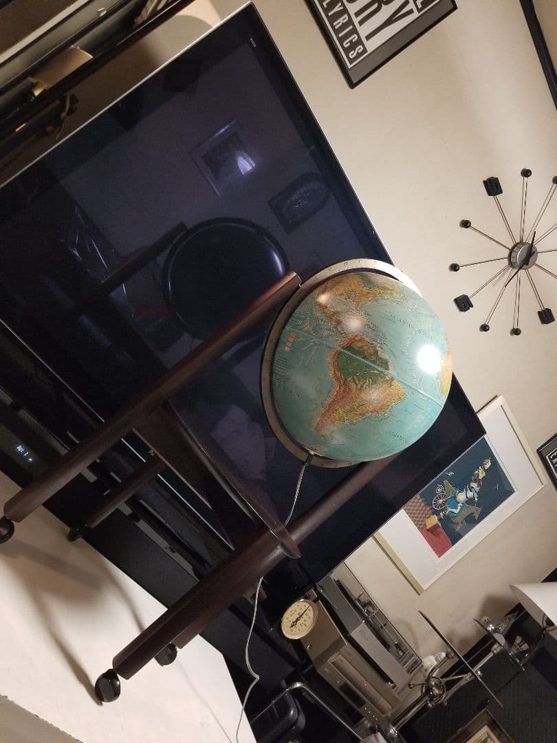 レア　北欧　デンマーク製　スキャングローブ社　木製　地球儀　ウッド　ランプ