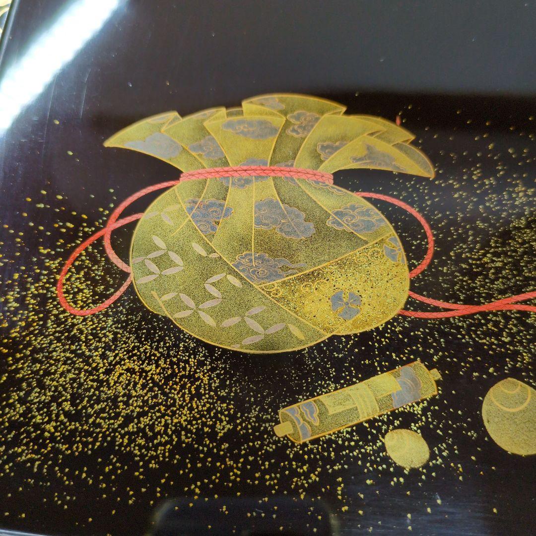 T*i様 時代 金銀蒔絵 宝尽し唐草文 足付き 盆 五客