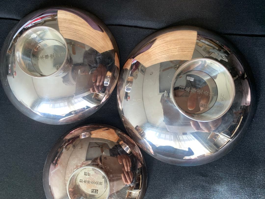 【純銀盃 3組大中小】総重量207g純銀製 ★純銀刻印 和光★現状品日本専売公社