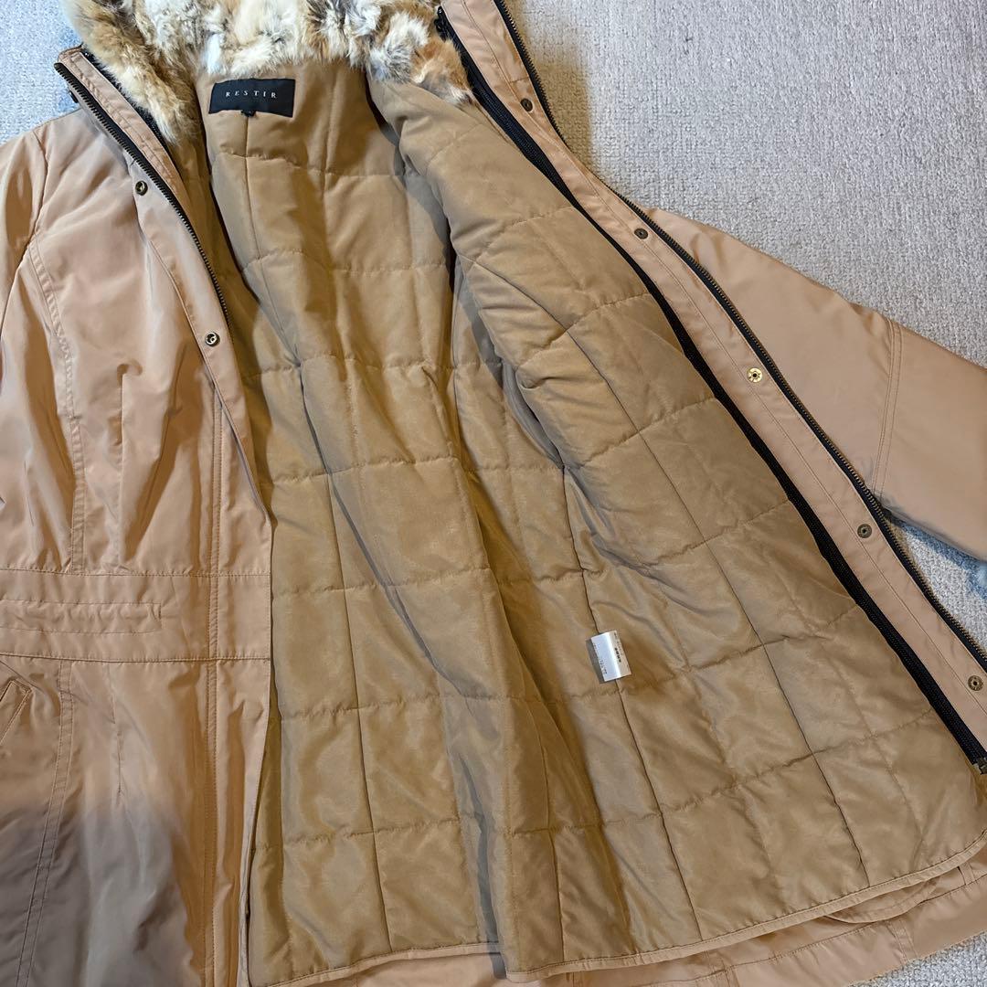 RESTIR ベージュ モッズコート ファー付き