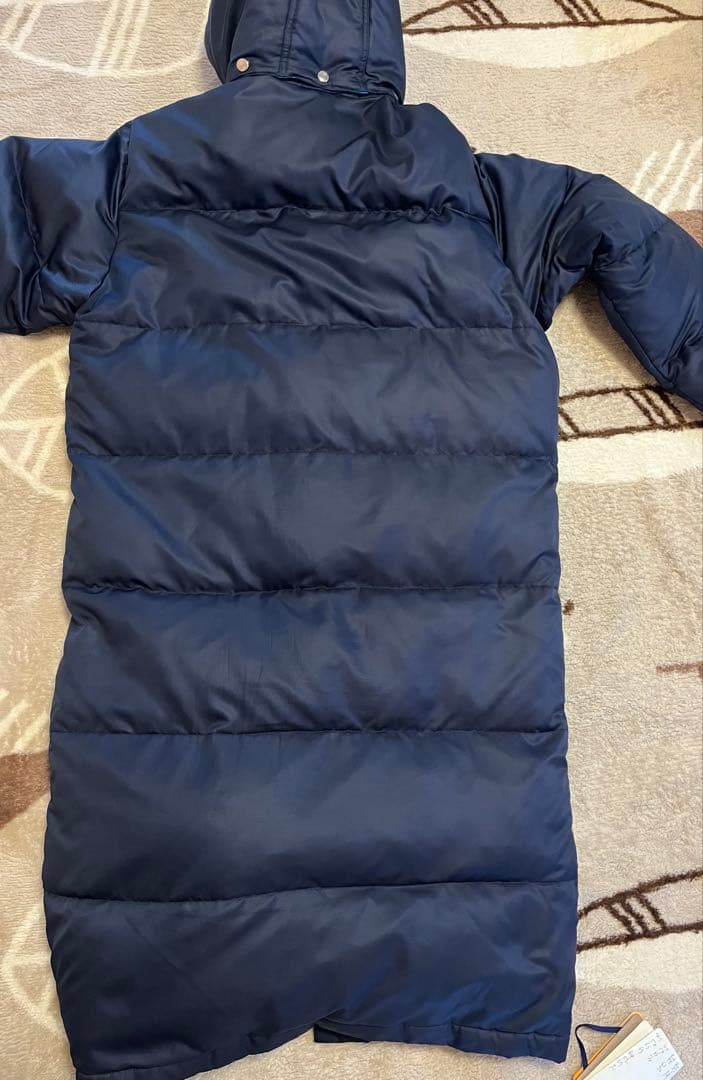 ［美品］umbro　ロングダウンコート　 ベンチコート　ネイビー フード付　L