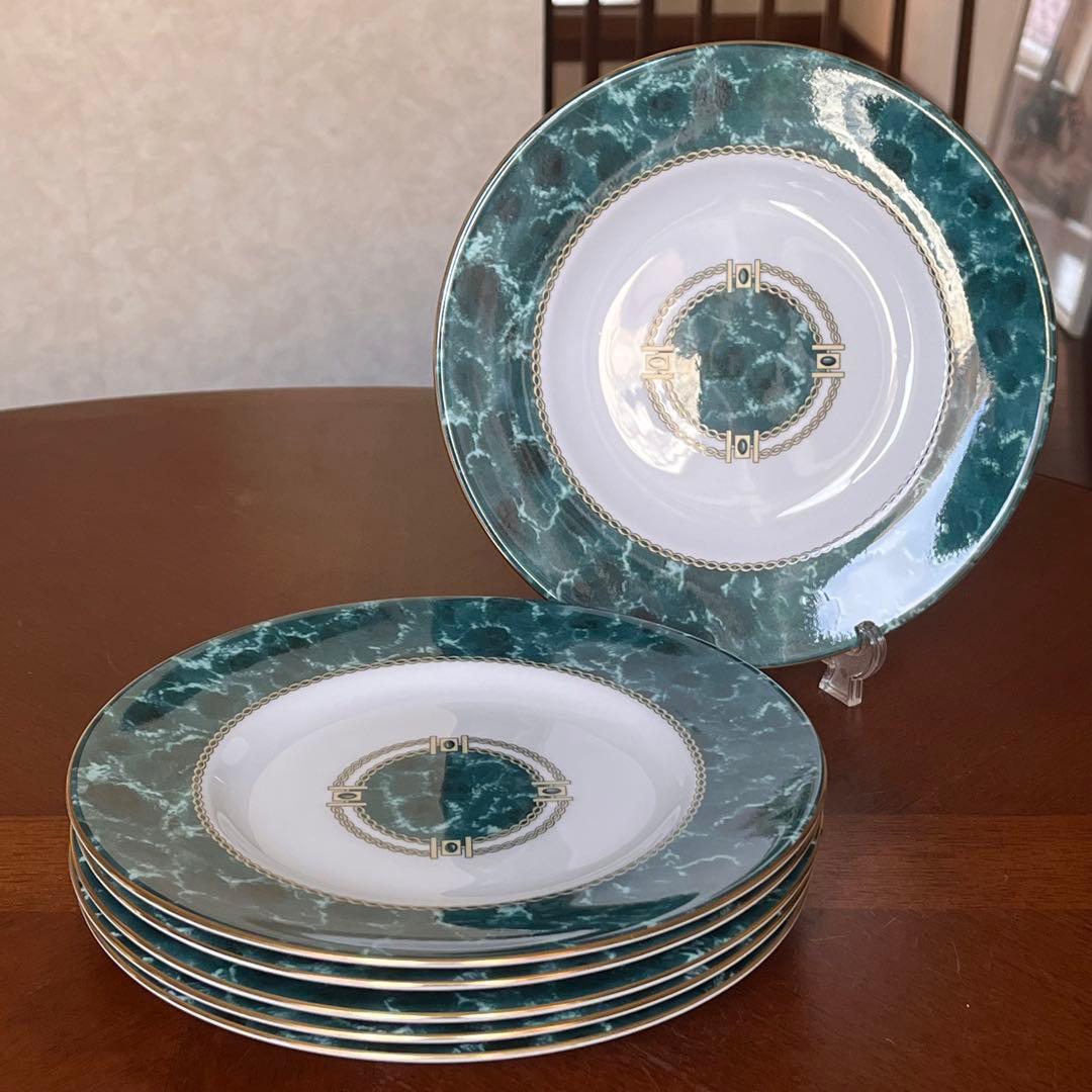 【希少品】英国製　ロイヤルウースター★メディチグリーン★デザート皿　6枚