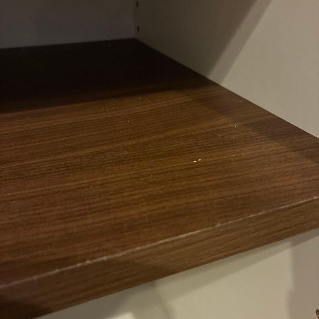 AYANOホワイト木製食器棚 スライド扉付き