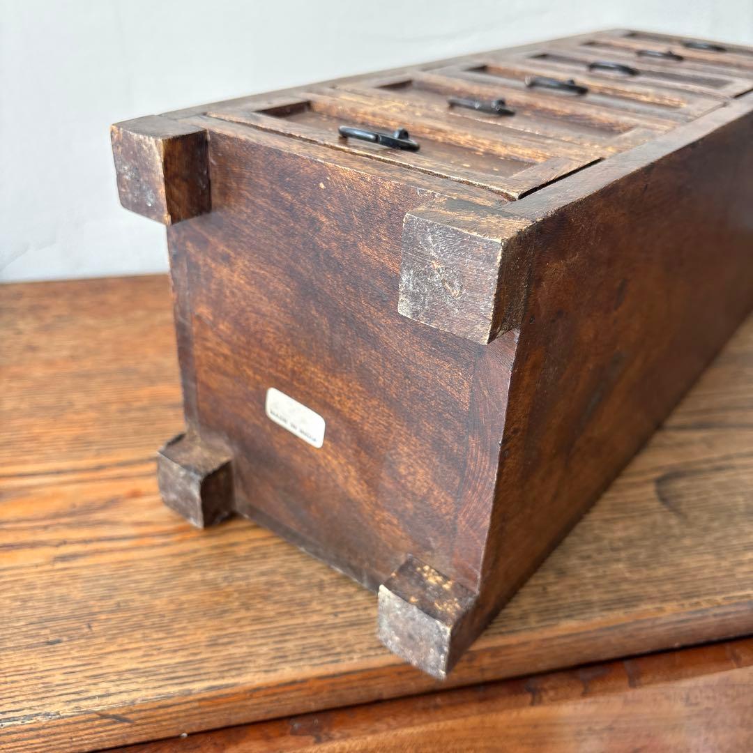 木製 引き出し 6杯 縦長 インド アジアン家具 小物入れ ミニ箪笥 チェスト