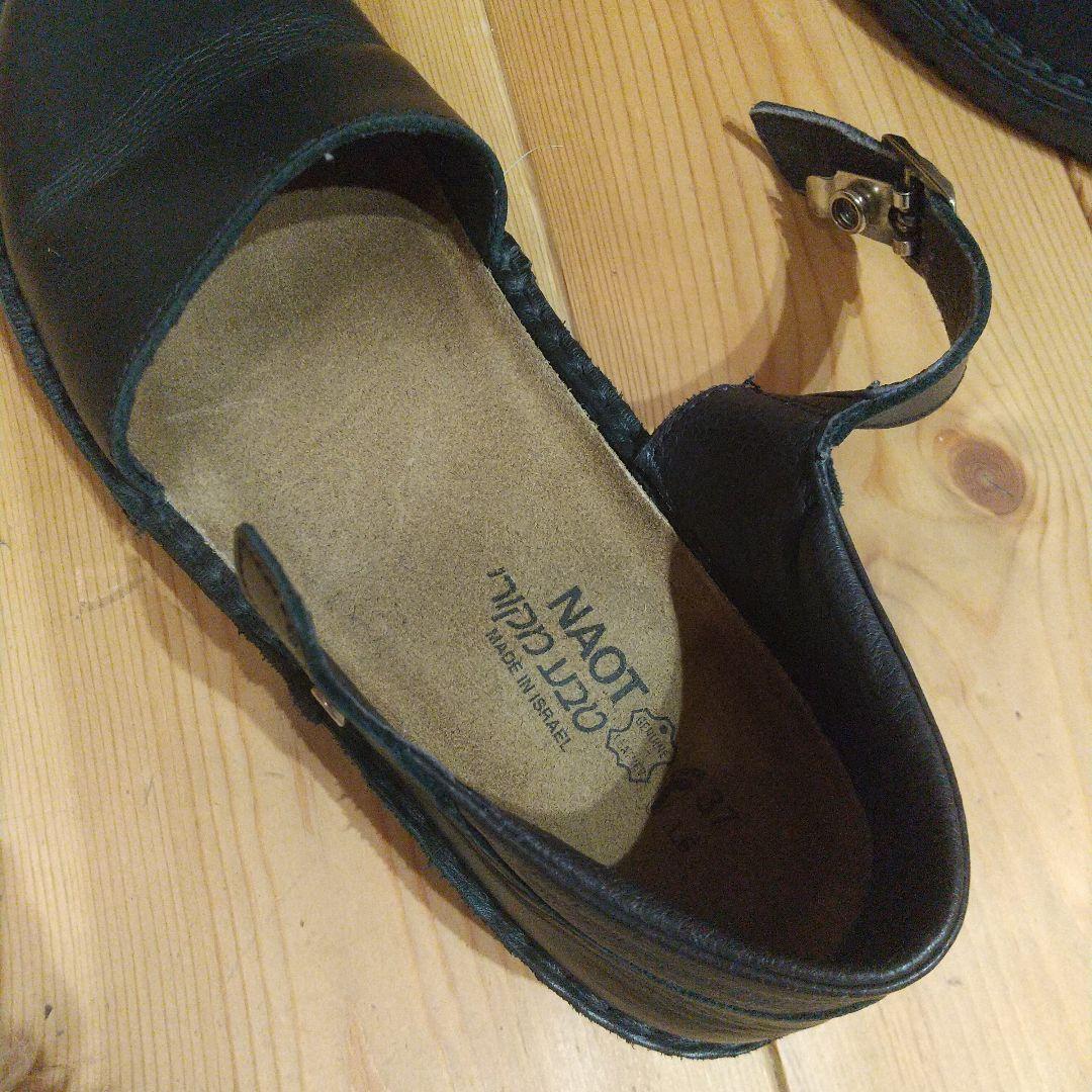 専用 黒 レザー フラットシューズ ナオト オルガ 37 オケージョン