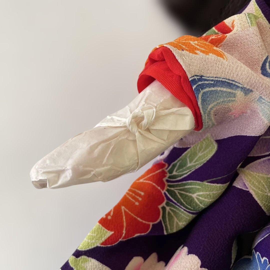 市松人形　松乾斎東光作　座り市松　正絹古代裂着物