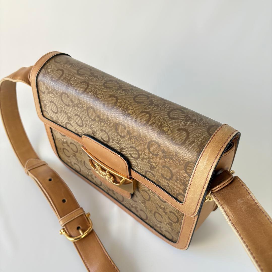 セリーヌ　Cマカダム ショルダーバッグ 馬車金具 ゴールド金具 ブラウン