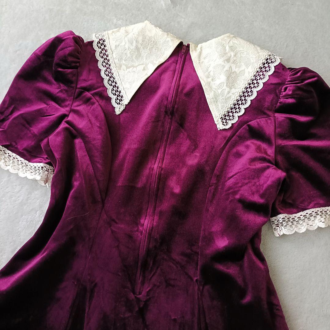 アメリカ古着 USAヴィンテージ ベルベットミニドレス ワンピース レース襟