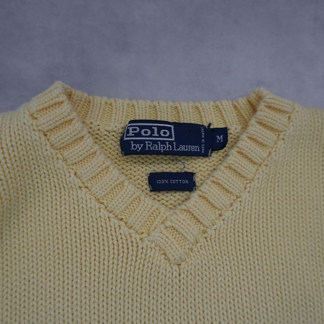 【90s】poloralphlaurenラルフローレン VネックコットンニットM