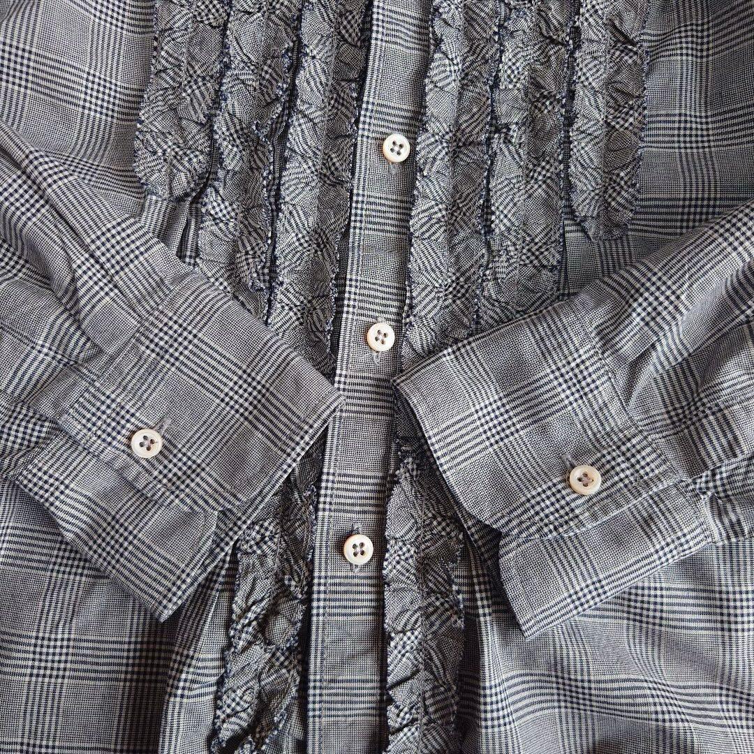 未使用45R スーピマオーガニックバチストのフリルプティローファーシャツ