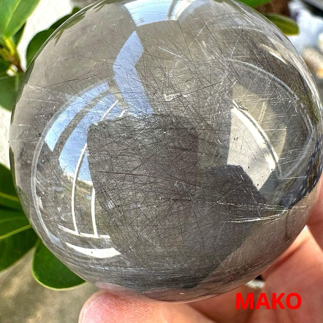 M1806☆ルチルクォーツ丸玉62mm328g☆天然石　原石☆N50807-B