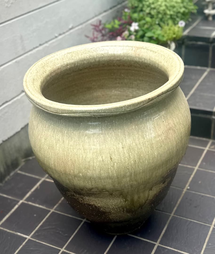 再値下げ　新品　信楽焼　傘立て　大壺　窯変　手造り　高さ60cm　新築祝　開店祝