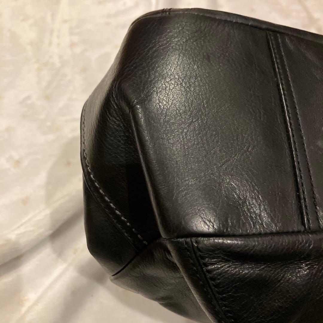 美品　COACH 黒 レザー ワンショルダーバッグ 半月　ストラップ付　保存袋