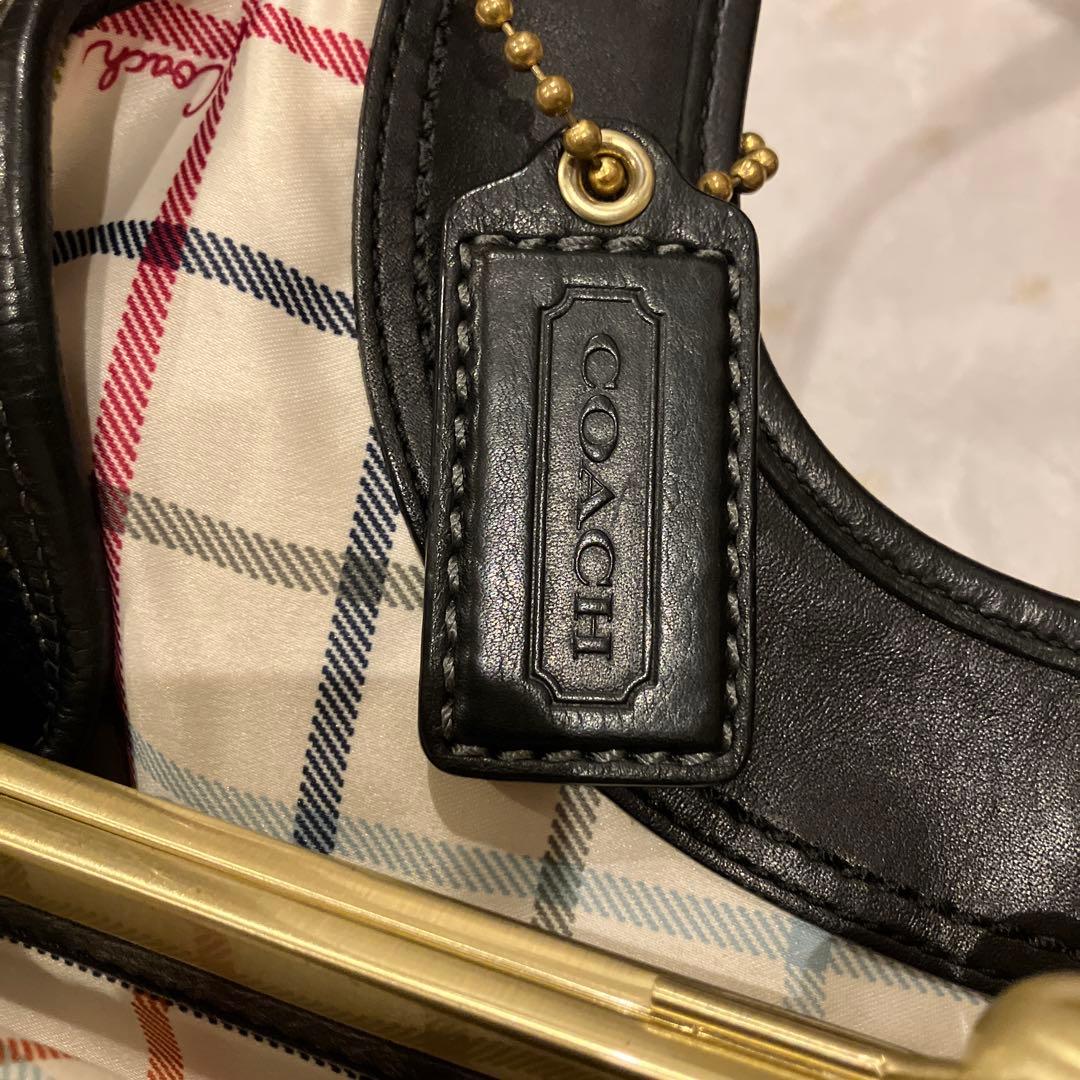 美品　COACH 黒 レザー ワンショルダーバッグ 半月　ストラップ付　保存袋