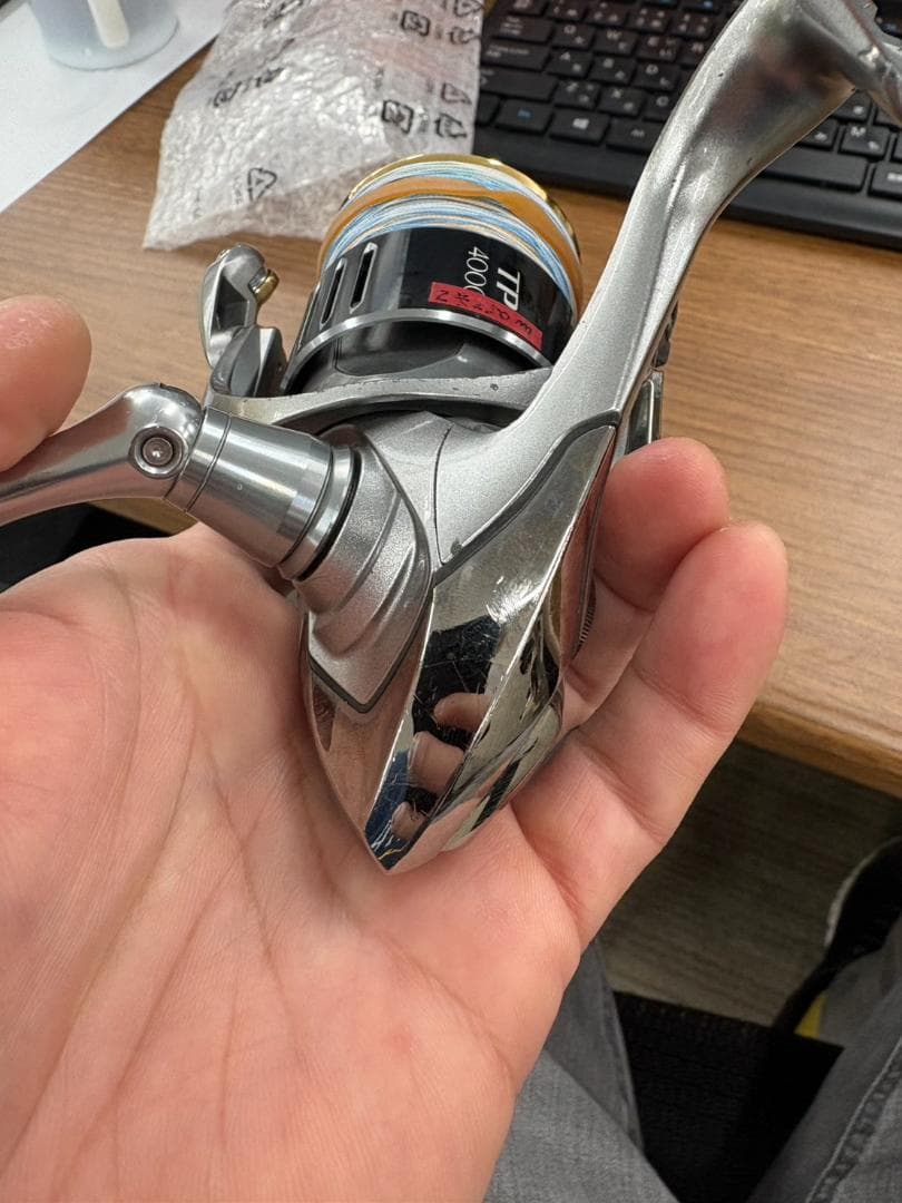 中古 シマノ ツインパワー4000XG ハンドル ゴメクサス スピニングリール