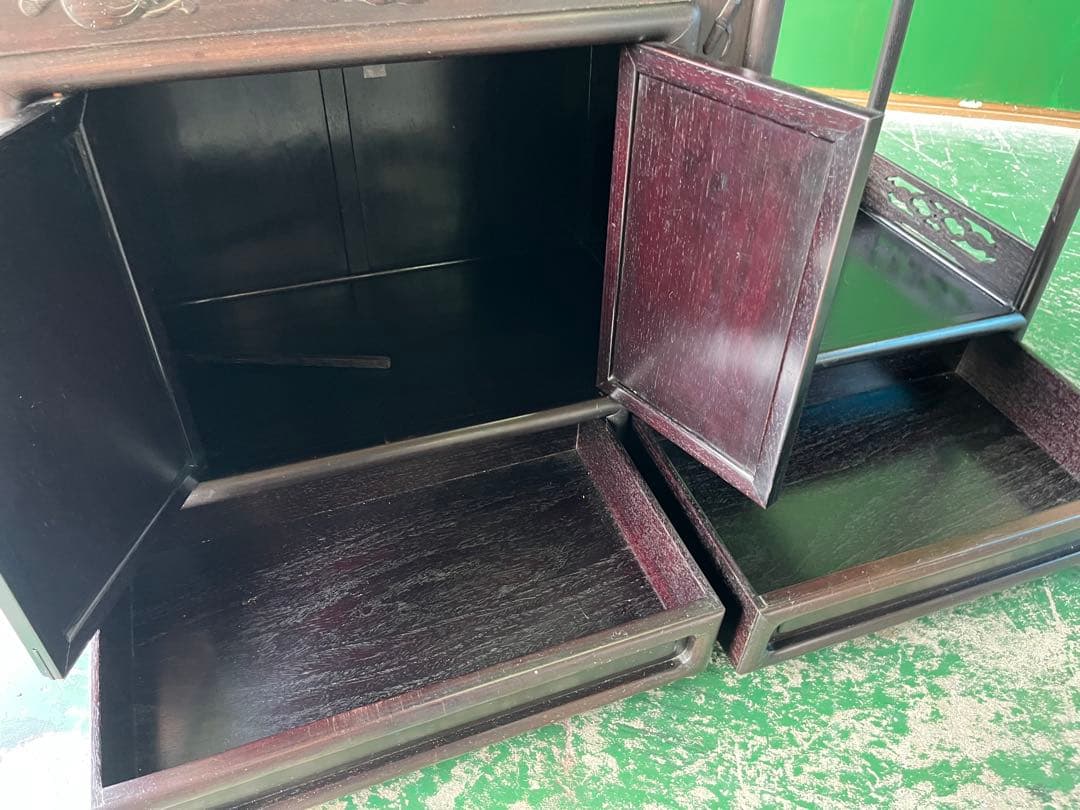 dmz6447＊違い棚 飾り棚 茶箪笥 インテリア 昭和レトロ 難あり