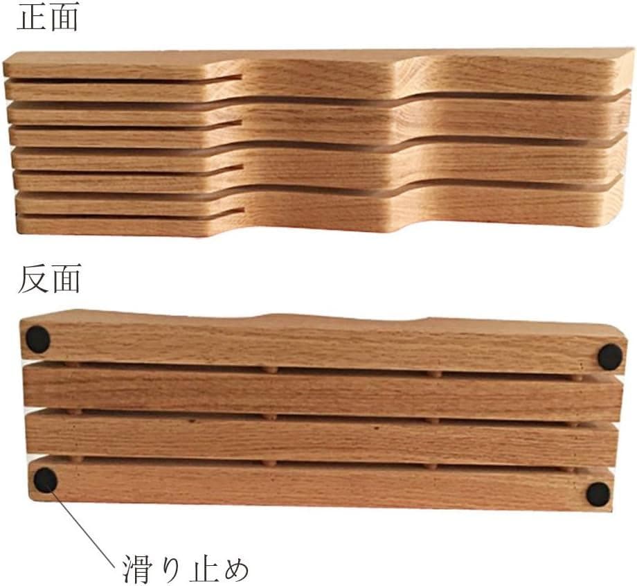 7本収納可能な包丁立て、木製と滑り止め付きのキッチン収納アイテム