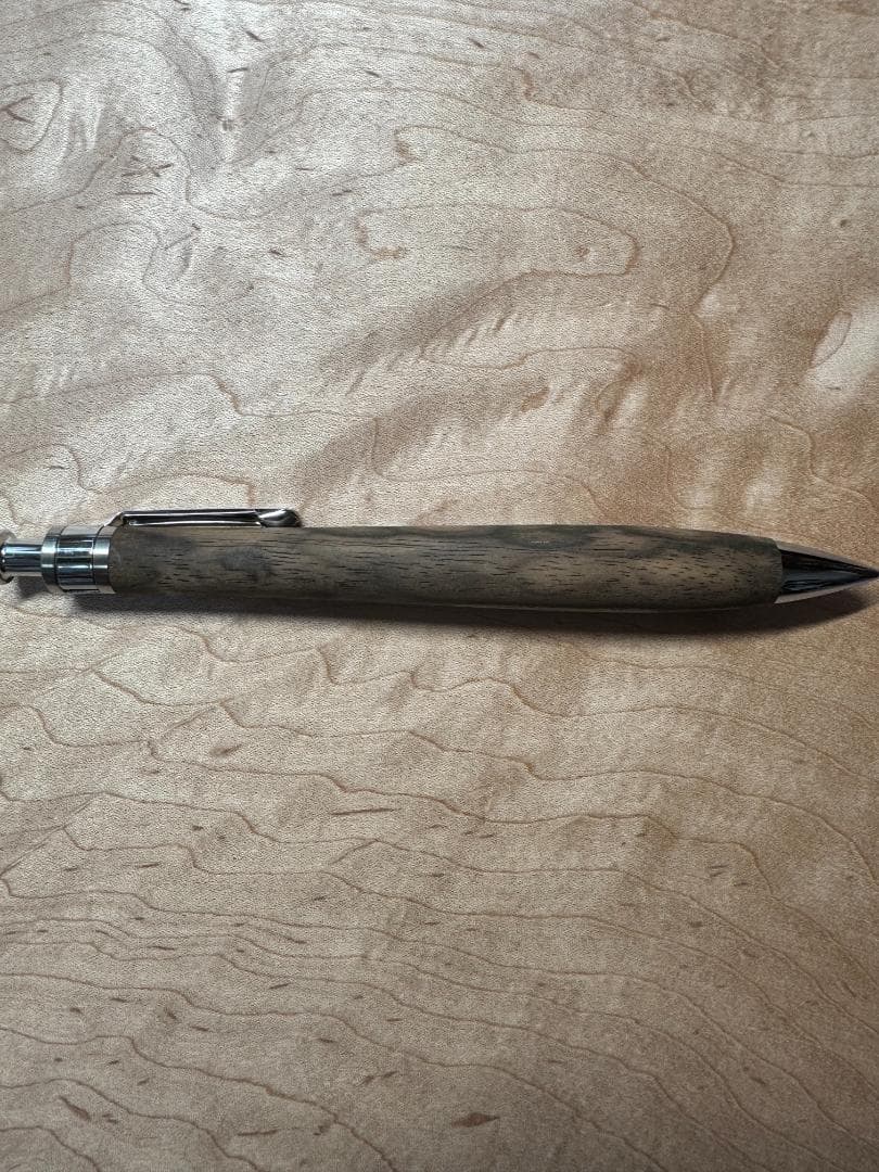 【工房楔　木軸ペン】黒柿　孔雀杢