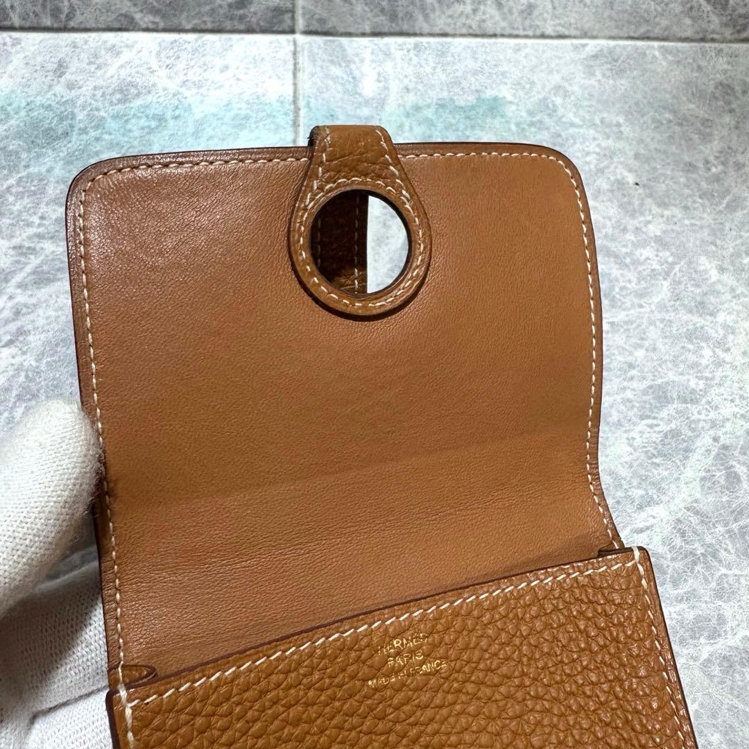 ⭐︎HERMES⭐︎ ドゴン　カードケース　ゴールド　ブラウン　名刺入れ　□L