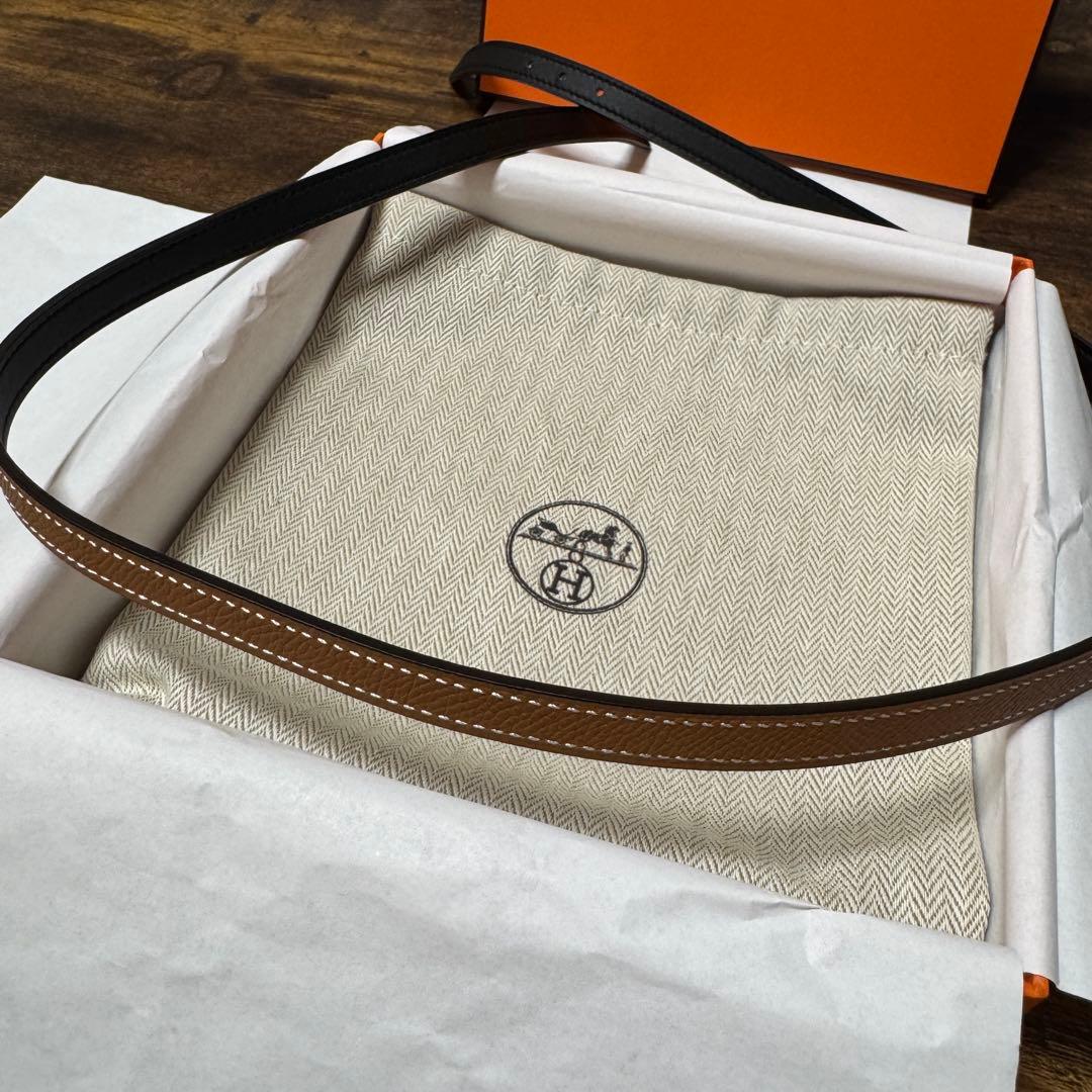 ☆未使用品☆HERMESレザーベルト(黒/ゴールド)＆バックル (ミニH)