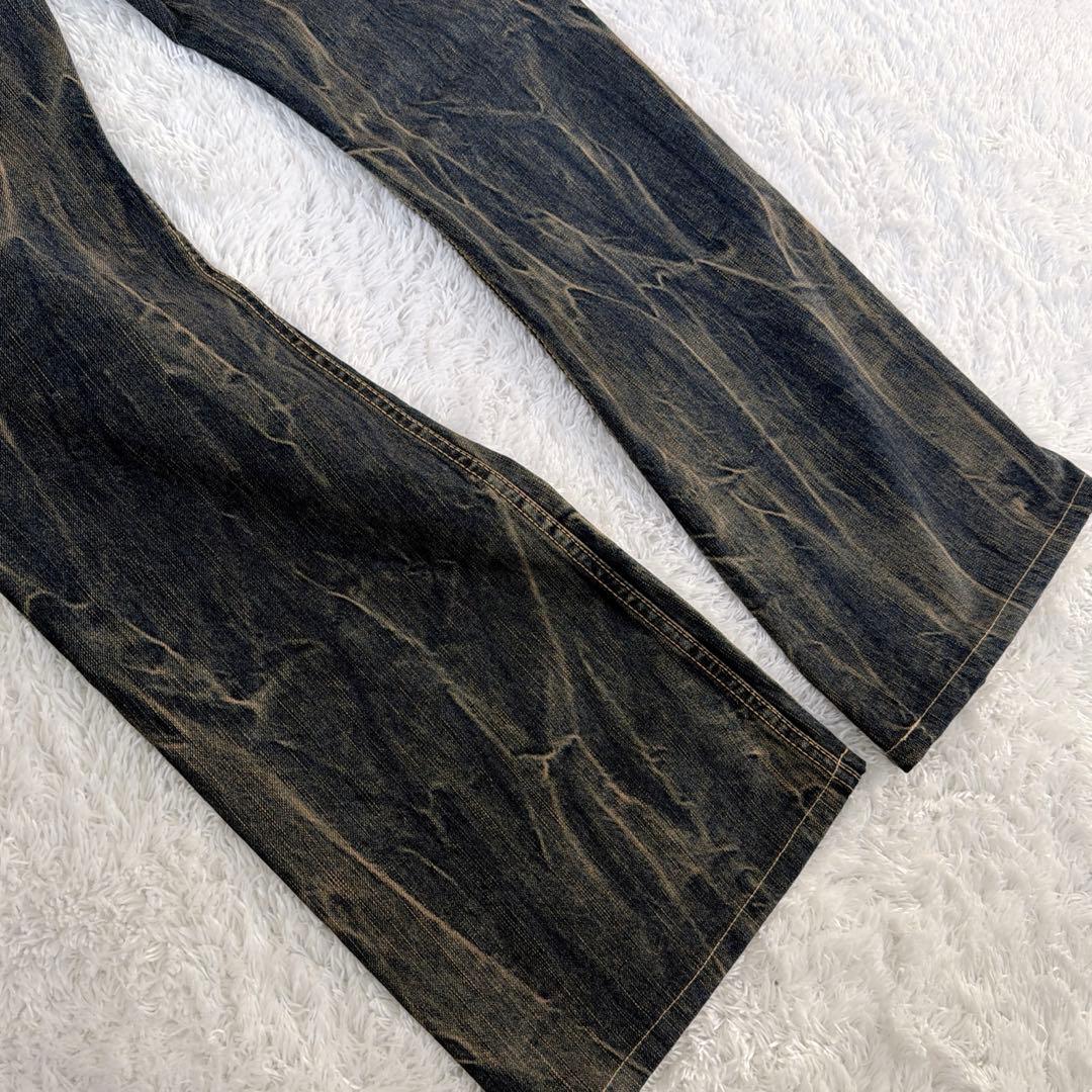 BLUE WAY ブルーウェイ 鬼ヒゲ フレア デニム パンツ ジーンズ Y2K