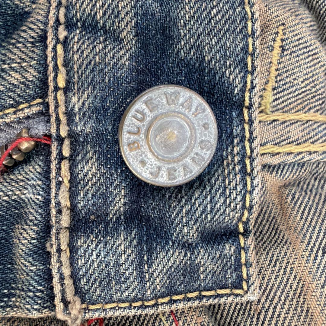 BLUE WAY ブルーウェイ 鬼ヒゲ フレア デニム パンツ ジーンズ Y2K