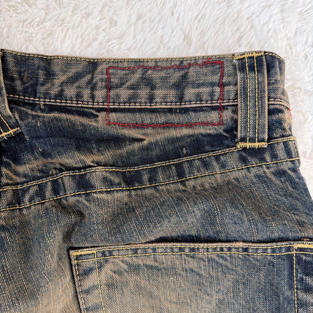 BLUE WAY ブルーウェイ 鬼ヒゲ フレア デニム パンツ ジーンズ Y2K