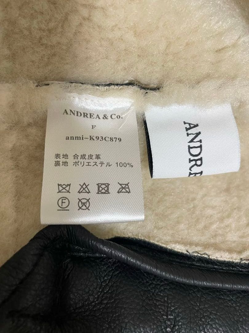 andrea&co. フェイクレザーボアブルゾン　ブラック　AUBREY