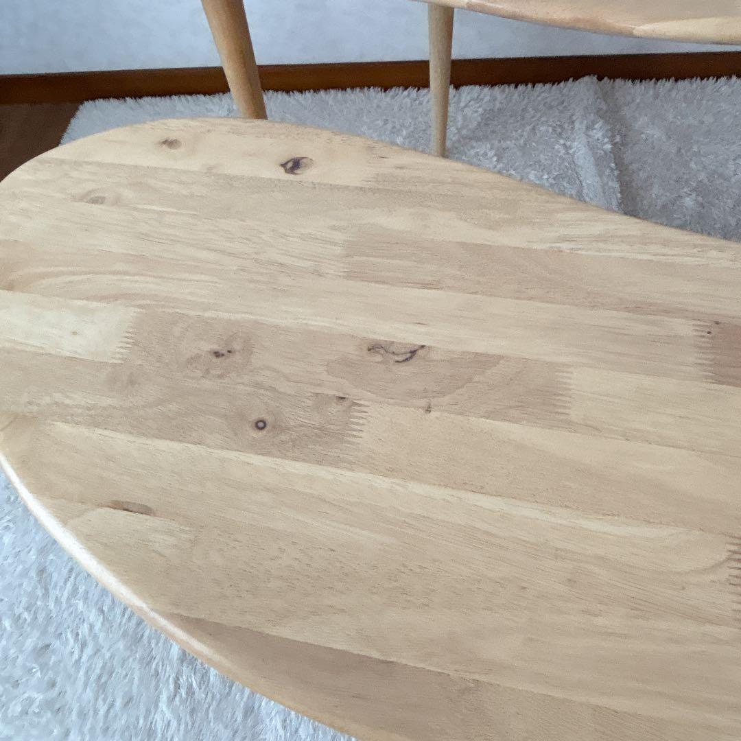 美品】天然木製 無垢材 センターテーブル 2台セット コーヒー ビーンズ