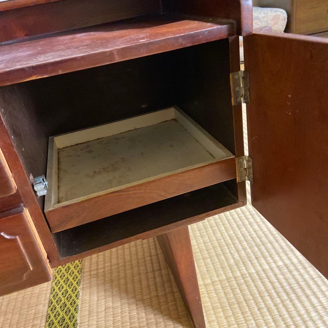 一面鏡　ダークブラウン ドレッサー・鏡台 大きな鏡付き　昭和レトロ