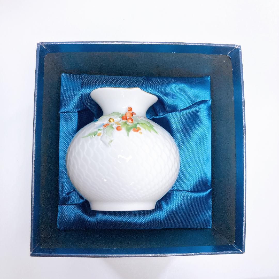 Meissen マイセン ヒイラギ 波の戯れ 花瓶 9cm　柊 |3165|☆