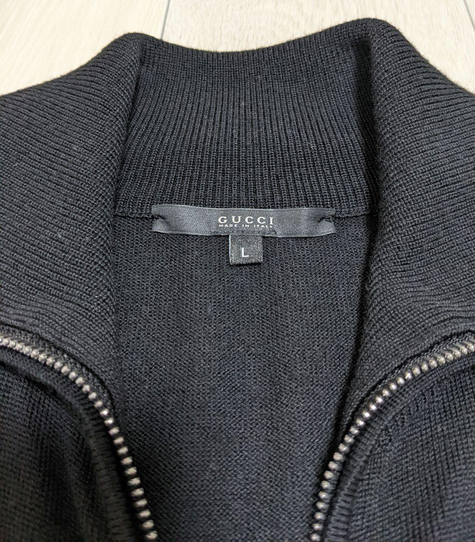 GUCCI　グッチ　ジップアップ　ニット　シェリーライン　L　黒　メンズ　美品