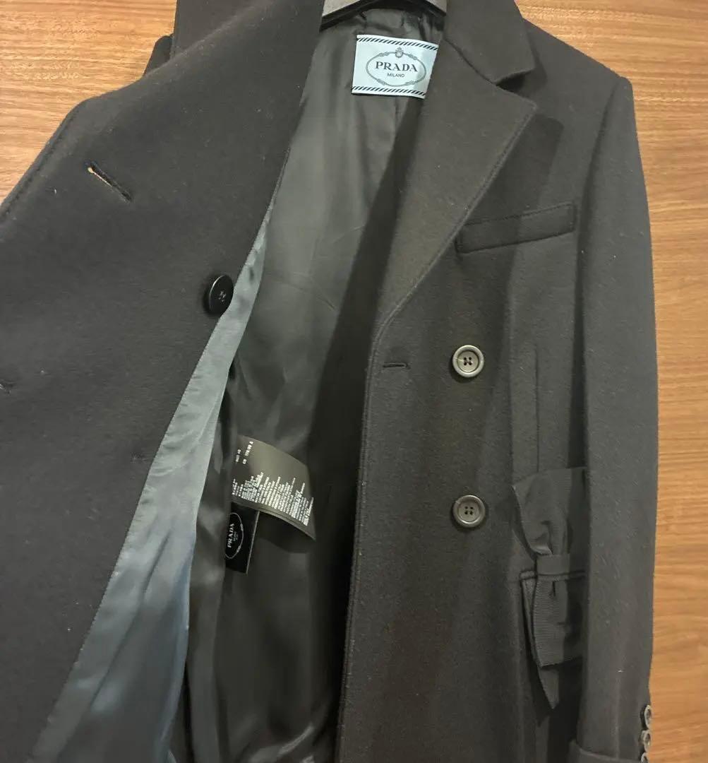 mayu 　PRADA ピーコート　ショートコート　ブラック　40 リボン