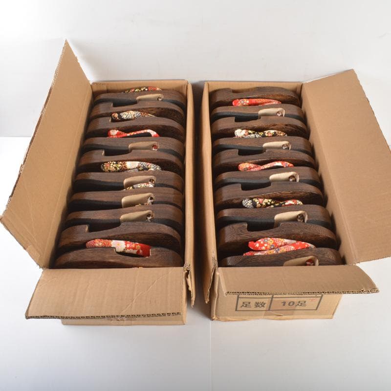 和装小物　焼桐下駄　女性用　小紋柄鼻緒　60足まとめて　M　6254A