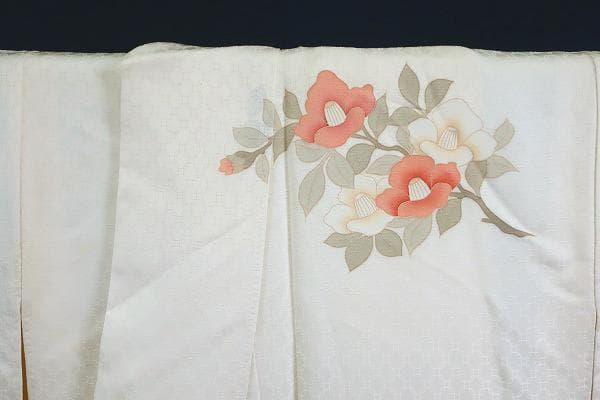 ★専用★未使用品 訪問着 オフホワイト 友禅 椿身丈161cm 裄丈66.5cm