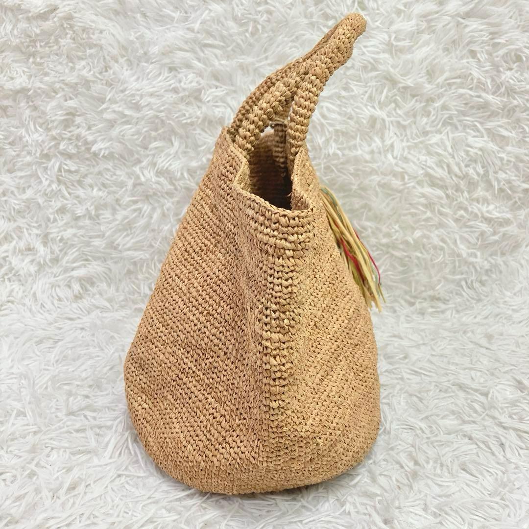 サンアルシデ　かごバッグ　ラフィアバッグ　タッセル付き　自立します　カラフル