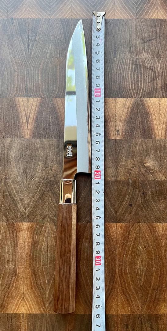 土佐打刃物 黒鳥鍛造工場 200mm 両刃 柳刃 刺身　包丁 銀三鋼 鏡面仕上