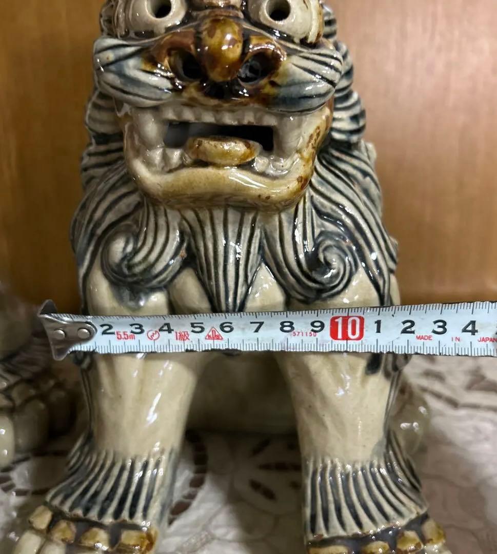 シーサー獅子の陶器像 2体セット