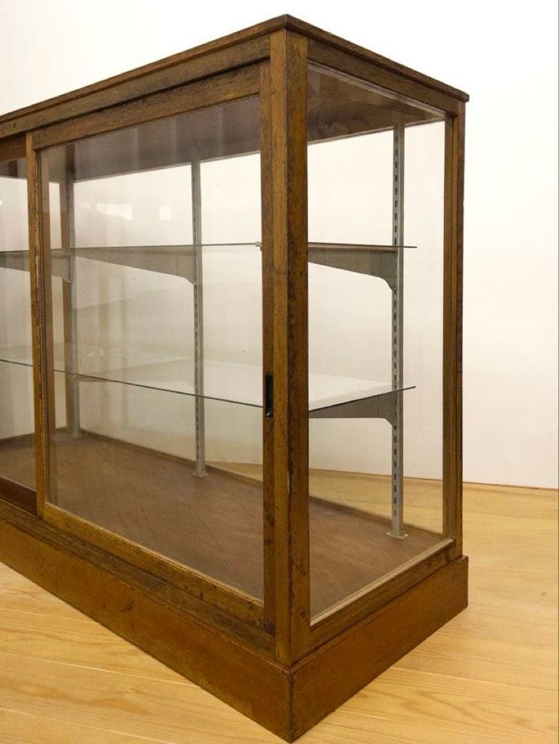 木枠　ガラス　ショーケース　横幅約151㎝　商店　M067　アンティーク　レトロ