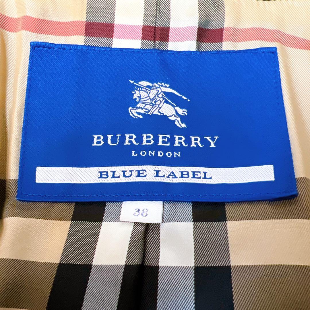 バーバリーブルーレーベル コート ダブル アンゴラ ベルト ノバチェック 38