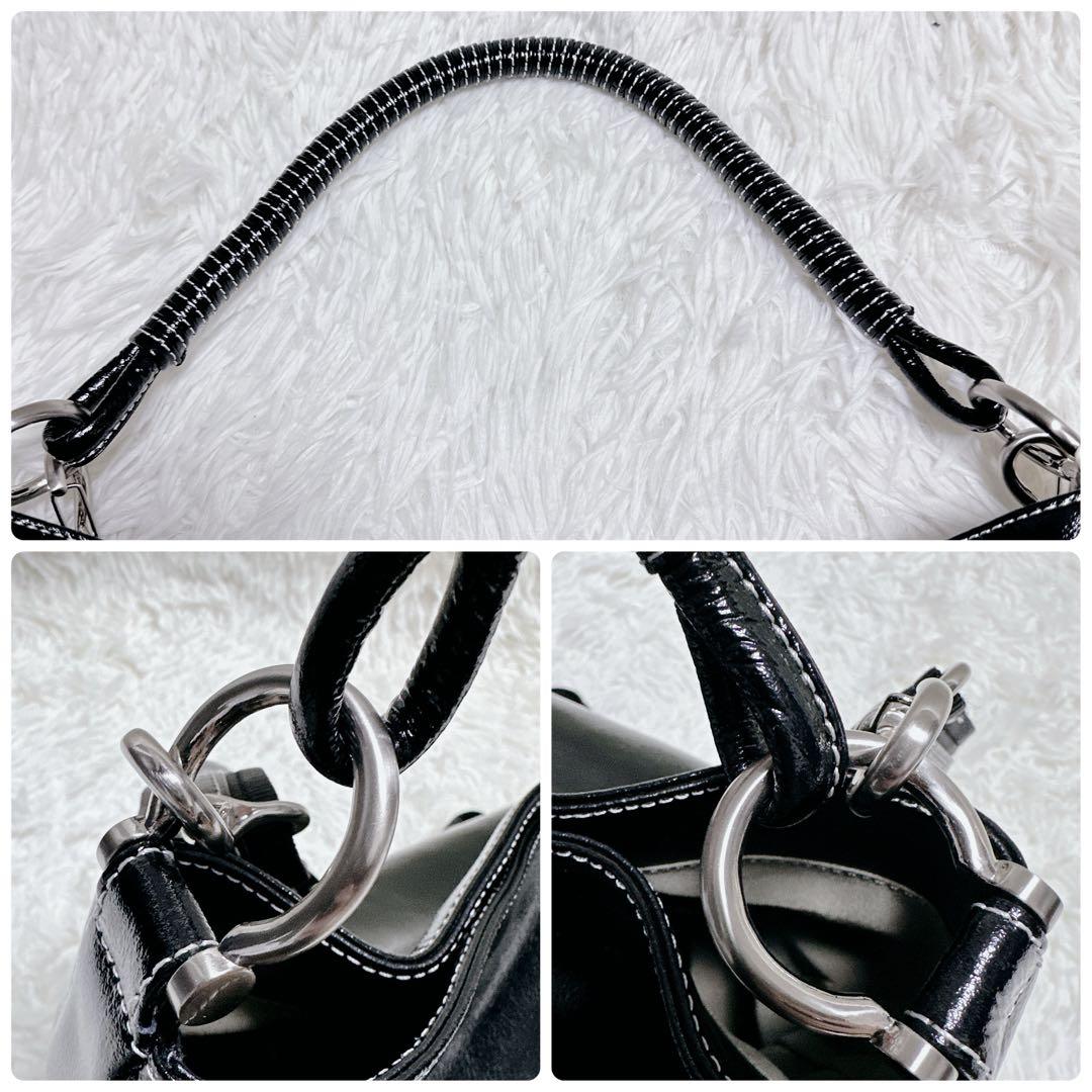 HAMANO 濱野 ショルダーバッグ 2way ブラック 黒 エナメル A4