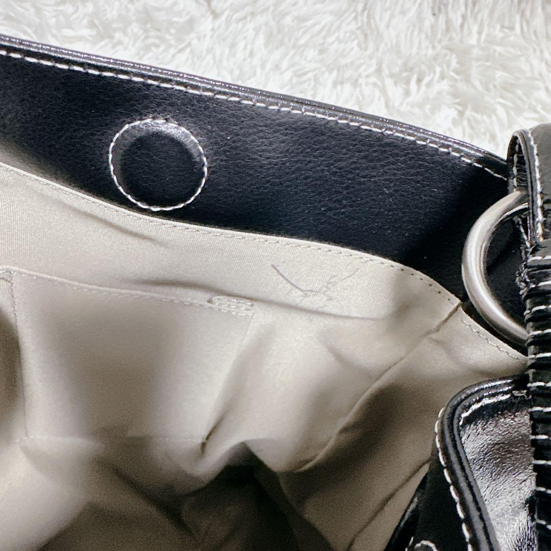 HAMANO 濱野 ショルダーバッグ 2way ブラック 黒 エナメル A4