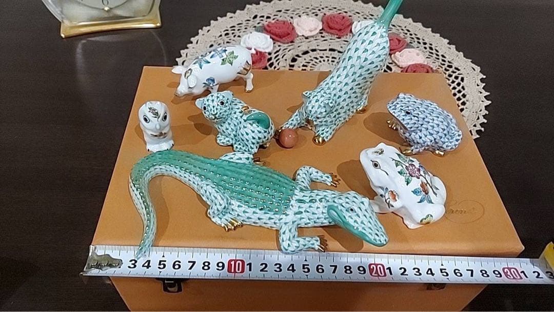 希少 ヘレンド フィギュリン ワニ 金彩